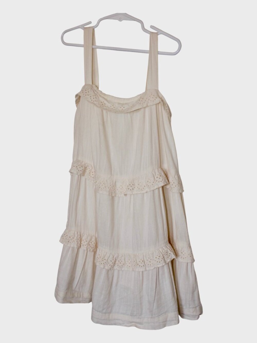 Girl's 6/7 Tiered 100% Cotton, Ivory, Cream, Lace A-Line, Old Navy Play Dress